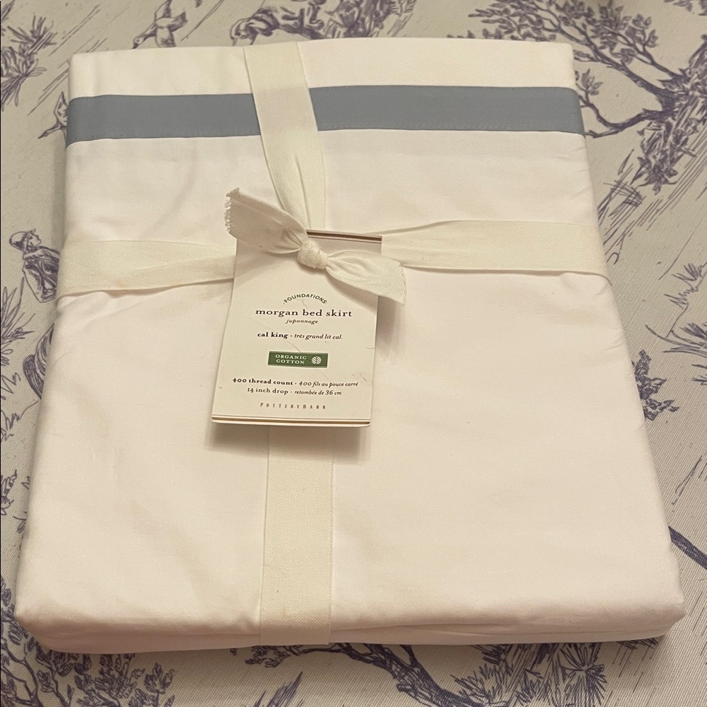 Pottery Barn Bed Skirt - White and Blue